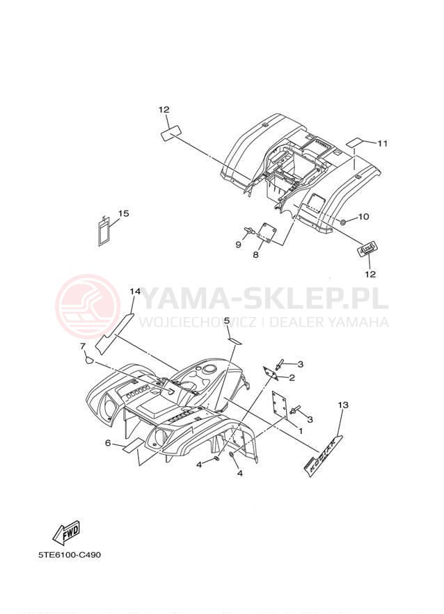 Schemat "naklejki" do Yamaha KODIAK 400 4X4 YFM4FAS