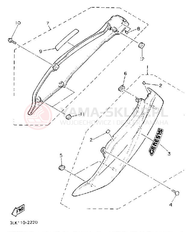 Schemat "Pokrywa boczna" do Yamaha FZR1000D/FZR1000DC
