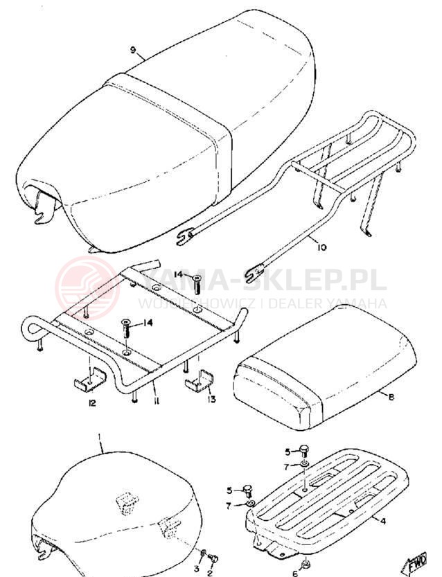 Schemat "Siedzenie - stelaż" do Yamaha YG5S