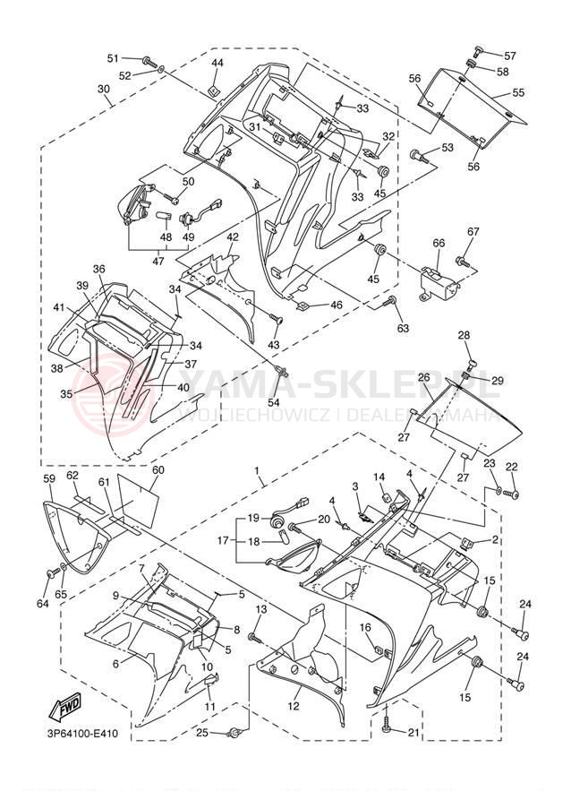 Schemat "elementy nadwozia" do Yamaha FJR1300AE FJR13AEW/FJR13AEWC