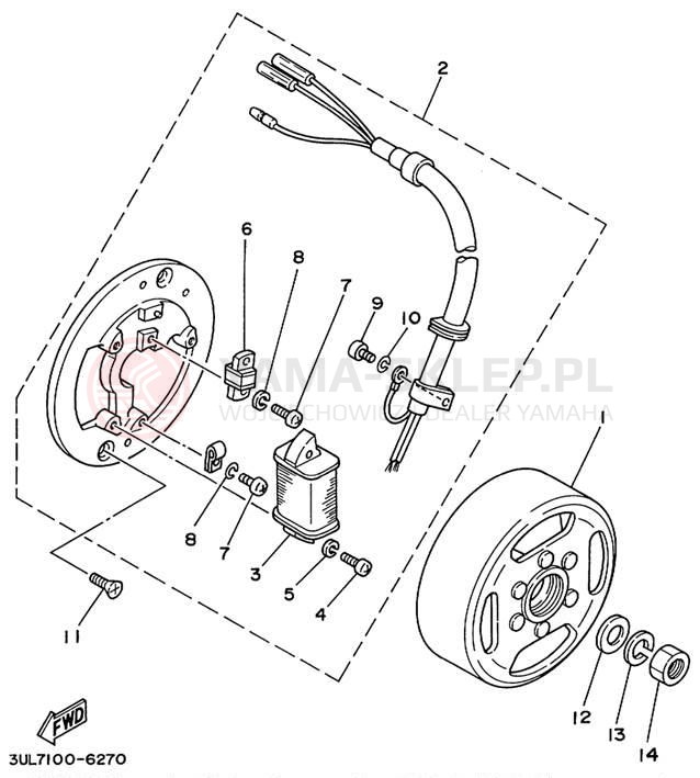 Schemat "prądnica" do Yamaha RT100L