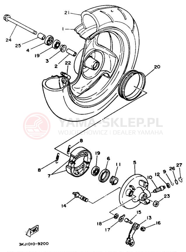 Schemat "Koło przód" do Yamaha JOG CY50E