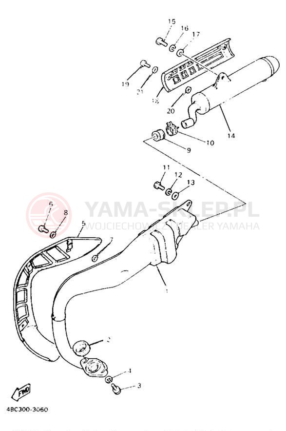 Schemat "Wydech końcowy" do Yamaha Y-ZINGER PW80F