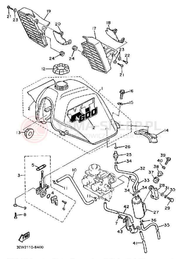 Schemat "zbiornik paliwa" do Yamaha XT600W/XT600WC