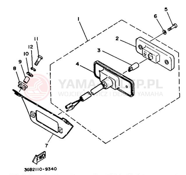 Schemat "lampa tył" do Yamaha CHAMP YFM100B