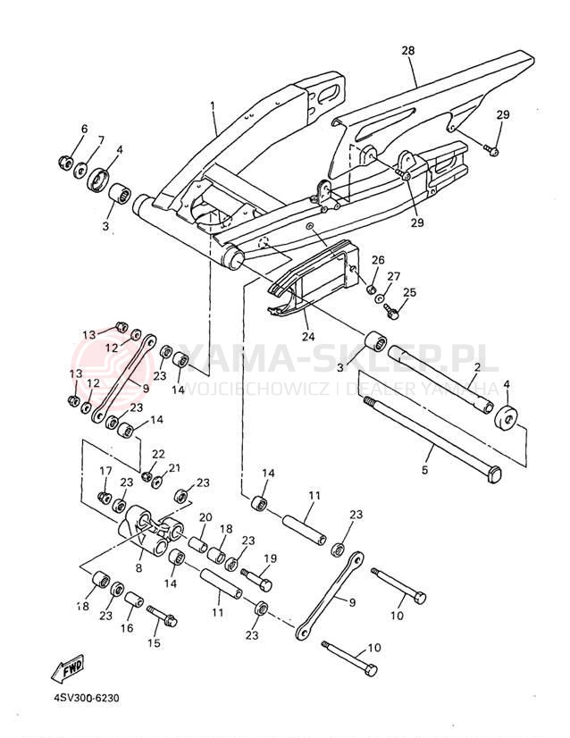 Schemat "wahacz" do Yamaha YZF1000RJC/YZF1000RJ