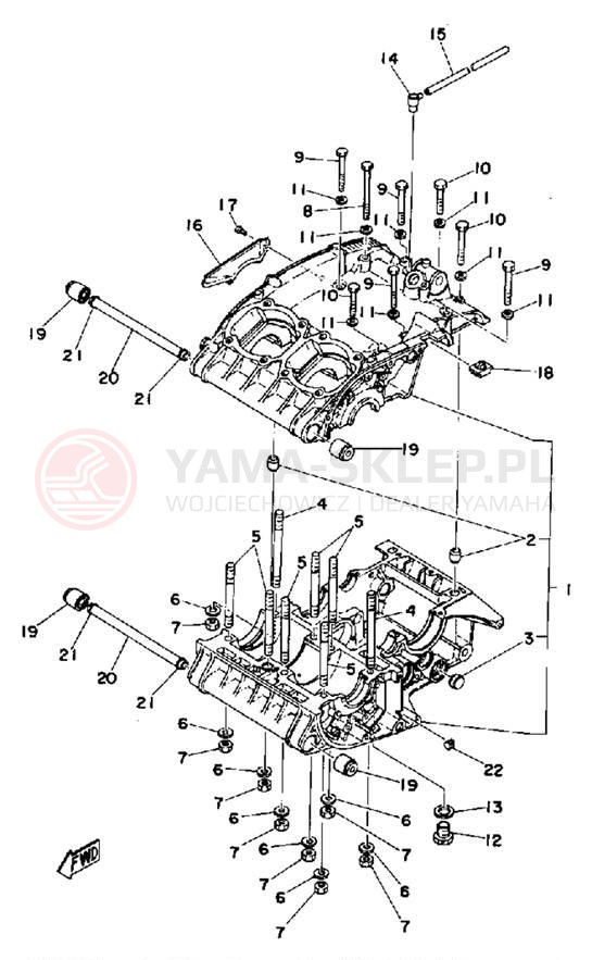 Schemat "Obudowa silnika" do Yamaha TZ250C/TZ350C