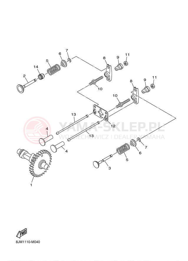 Schemat "Wałek rozrządu, zawory" do Yamaha SRX120 SRX120DL
