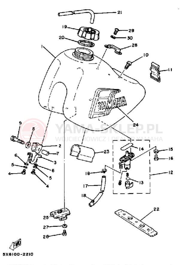 Schemat "zbiornik paliwa" do Yamaha YZ490J