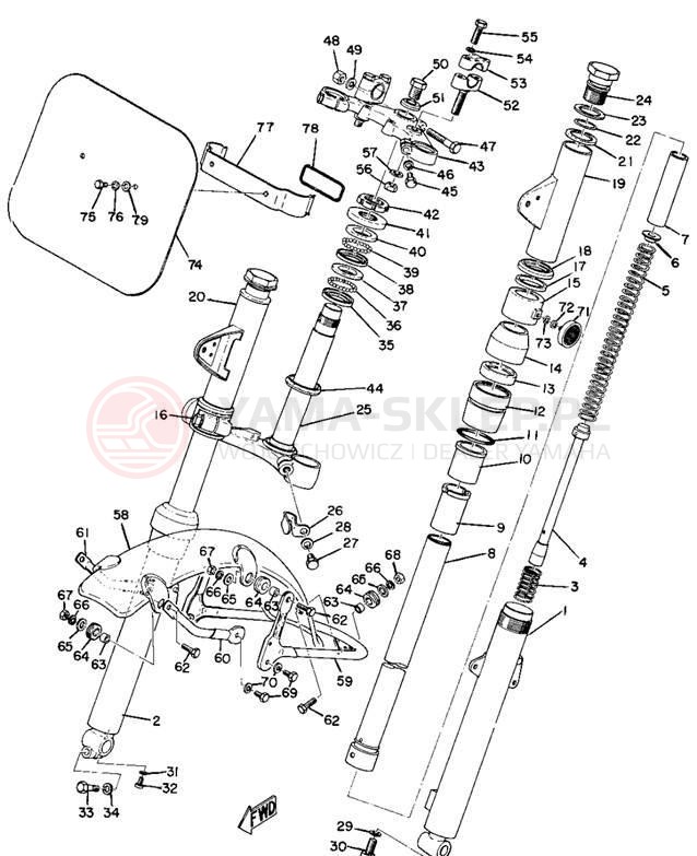 Schemat "Amortyzatory przód, błotnik" do Yamaha ATM1B/CT1B/AT1B