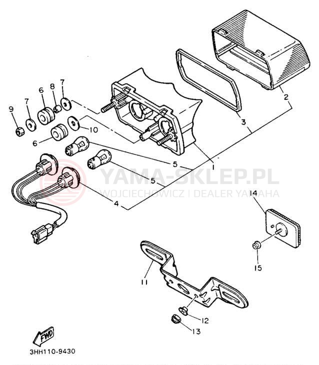 Schemat "lampa tył" do Yamaha FZR600RBC
