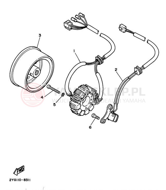 Schemat "prądnica" do Yamaha SEROW XT225J/XT225JC
