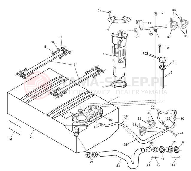 Schemat "zbiornik paliwa" do Yamaha SR230 SRT1000D