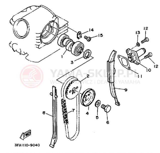 Schemat "Rozrząd - łańcuszek" do Yamaha BREEZE YFA1B