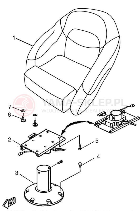 Schemat "SWIVEL SEAT" do Yamaha AR210 LST1200DB