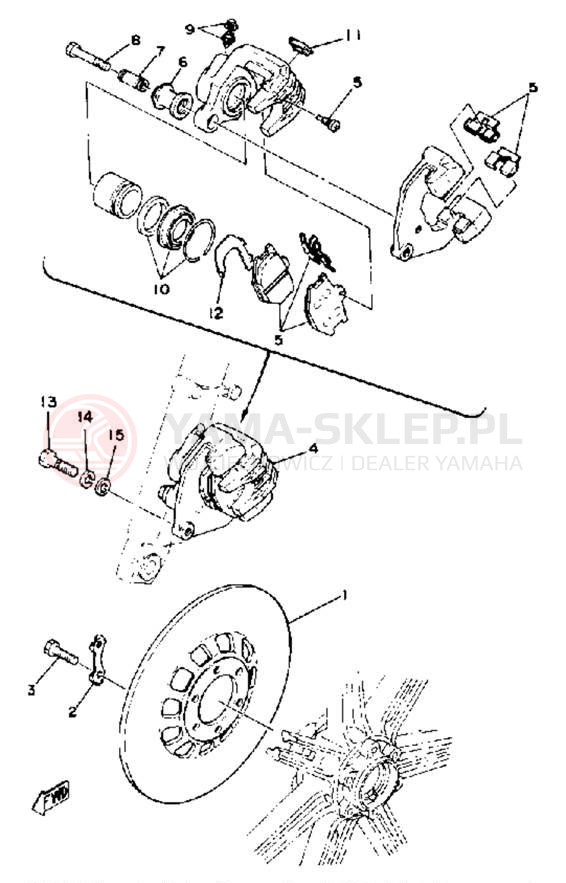 Schemat "Zacisk hamulcowy + tarcza przód" do Yamaha XS400E