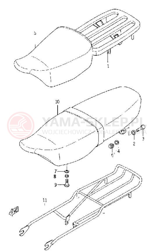 Schemat "Siedzenie - stelaż" do Yamaha YL1