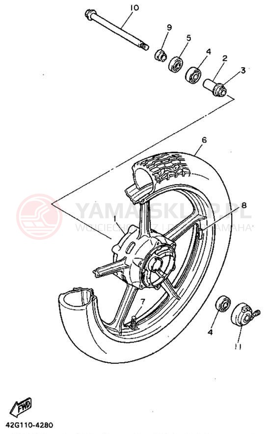 Schemat "Koło przód" do Yamaha VIRAGO 750 XV750GC/XV750G