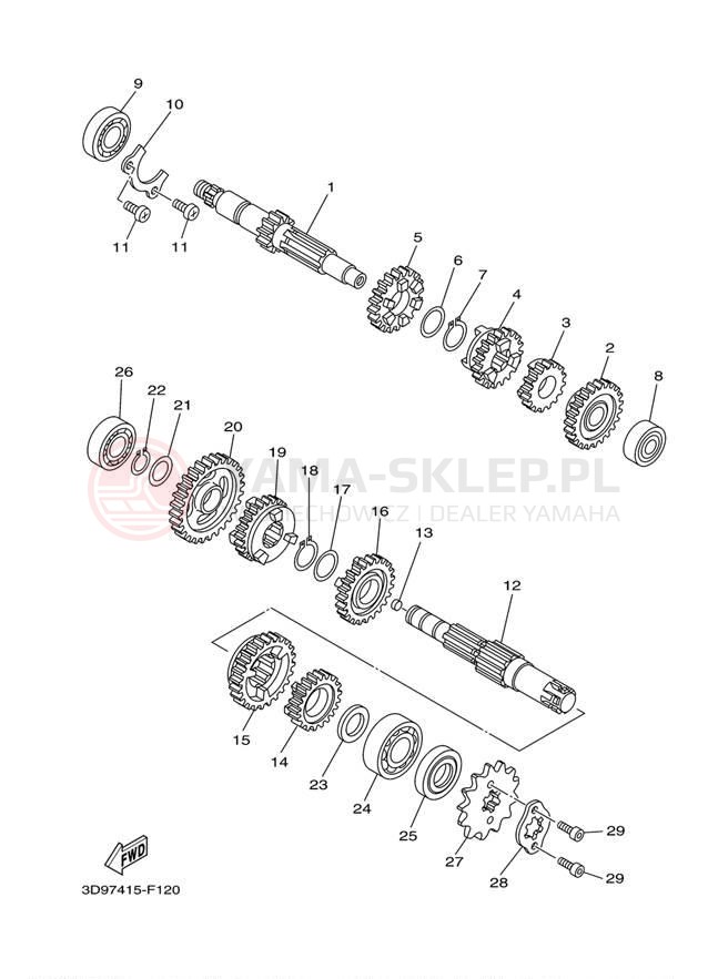 Schemat "Skrzynia biegów " do Yamaha RAPTOR 125 YFM125RAL/YFM125RAW