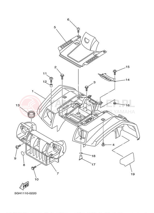 Schemat "Przedni błotnik" do Yamaha KODIAK 2WD YFM400AN
