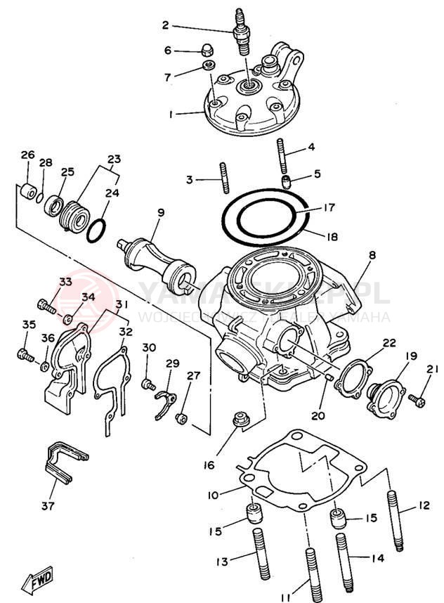 Schemat "głowica" do Yamaha WR250ZF