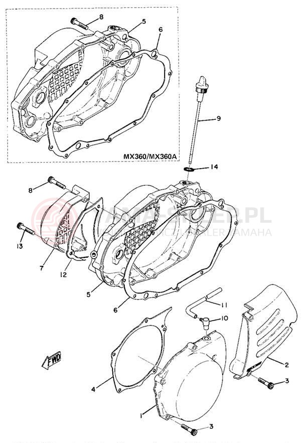 Schemat "Pokrywa silnika" do Yamaha MX360A/MX250A