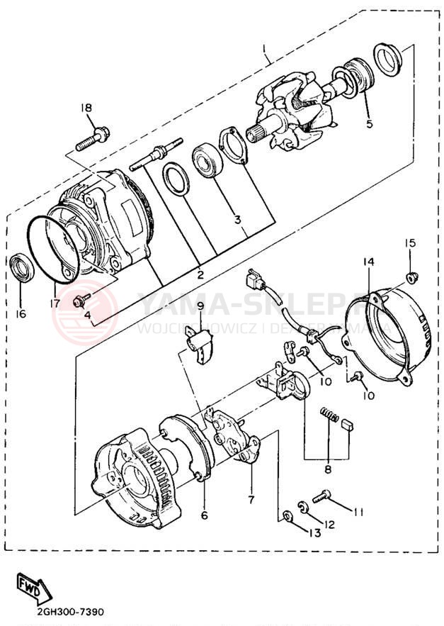 Schemat "prądnica" do Yamaha FZR750RU