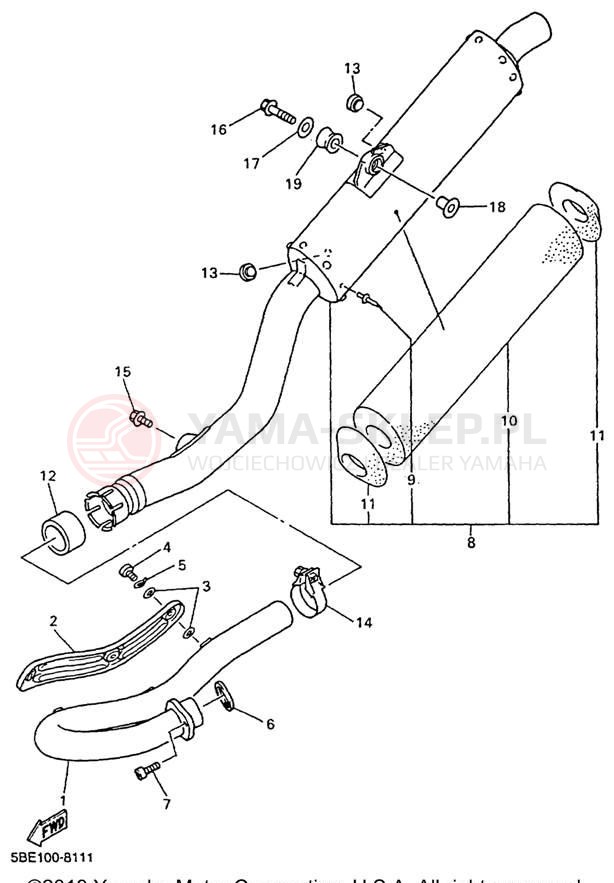 Schemat "Wydech końcowy" do Yamaha YZ400FL