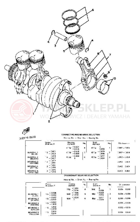 Schemat "Wał korbowy, tłok" do Yamaha XS850LH