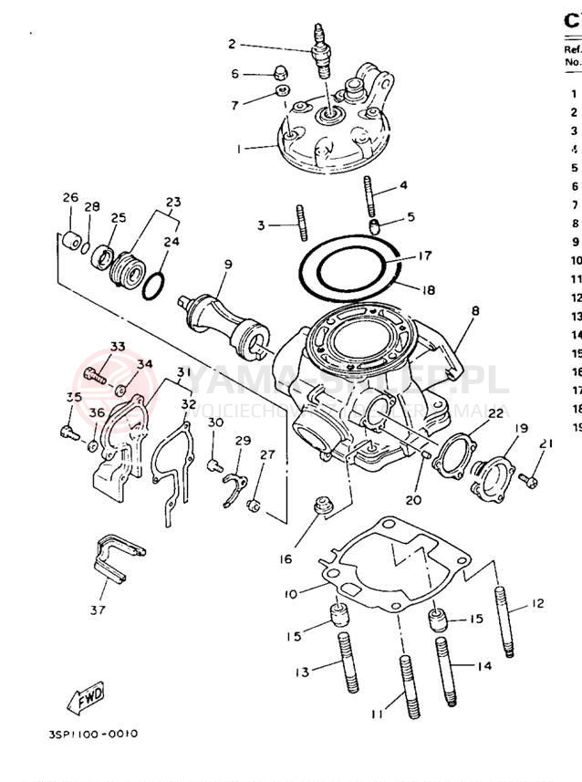 Schemat "głowica" do Yamaha YZ250E