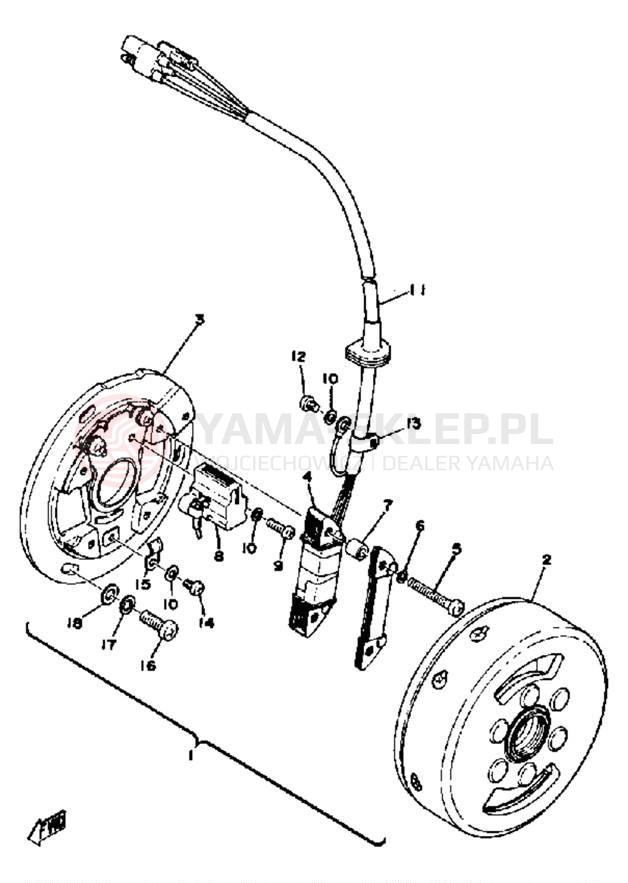 Schemat "Moduł zapłonowy - cewka" do Yamaha YZ400C
