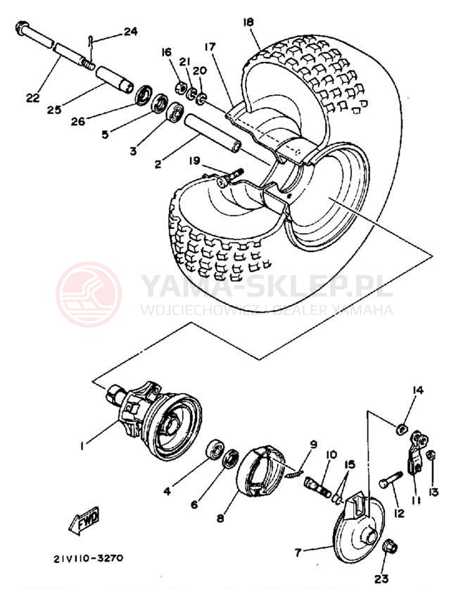 Schemat "Koło przód" do Yamaha YTM200L YTM200K