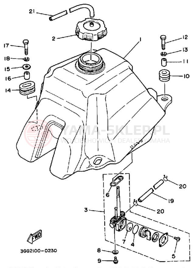 Schemat "zbiornik paliwa" do Yamaha BANSHEE YFZ350B_MN