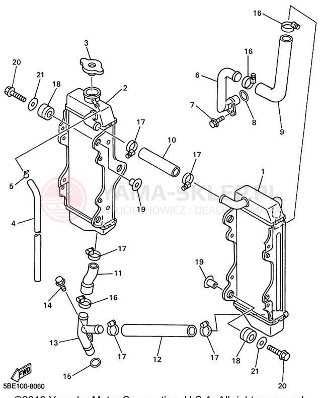 Schemat "Układ chlodzenia" do Yamaha YZ400FL