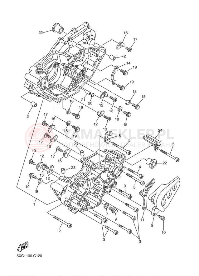 Schemat "Obudowa silnika" do Yamaha YZ250F YZ250FT