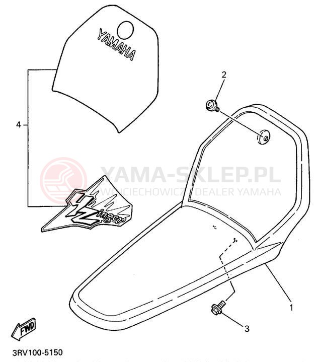 Schemat "Przedni błotnik" do Yamaha Y-ZINGER PW80G