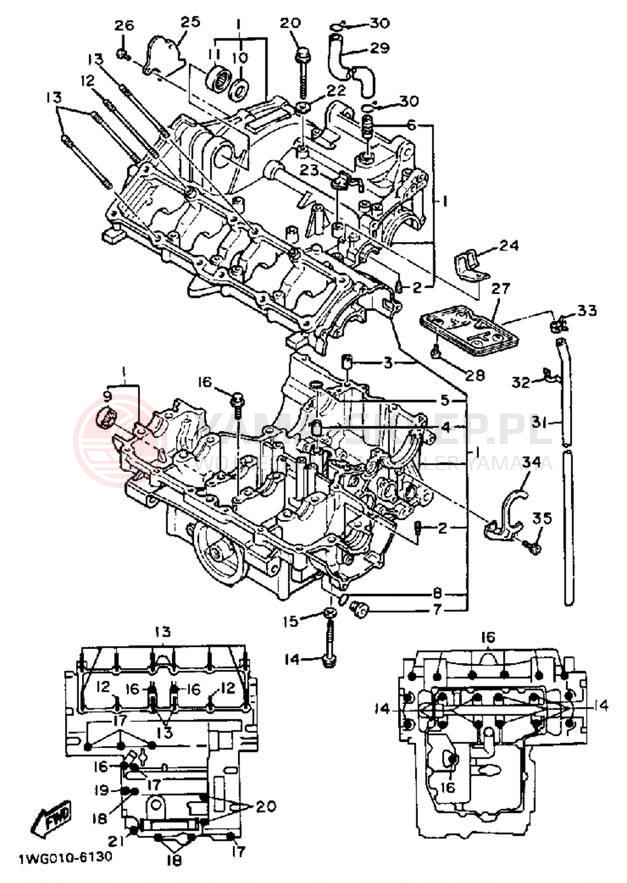 Schemat "Obudowa silnika" do Yamaha FZR400SUC