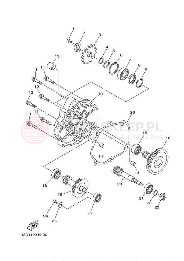 Schemat "Skrzynia biegów " do Yamaha RAPTOR 90 YFM90RDW/YFM90RDL