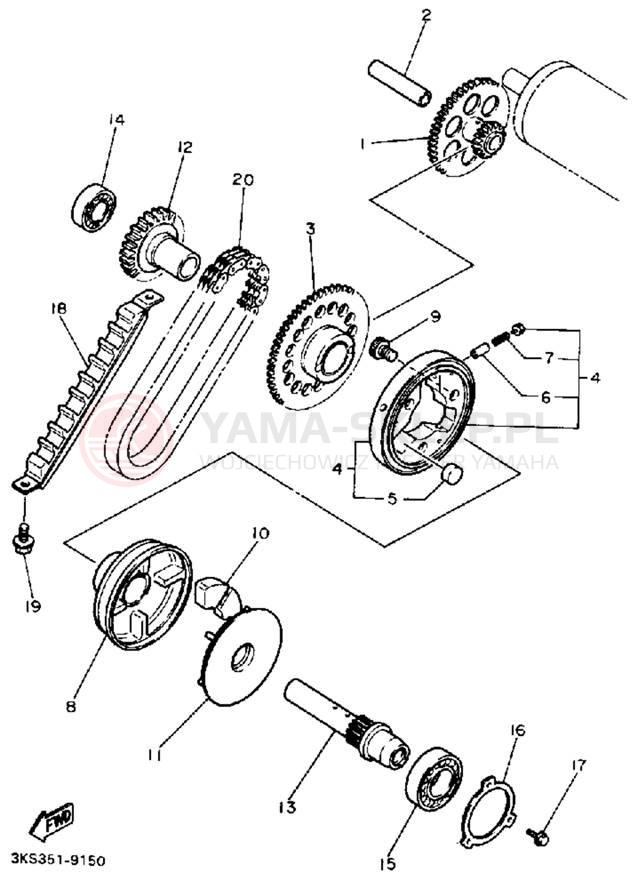 Schemat "rozrusznik" do Yamaha FZR1000A/FZR1000AC
