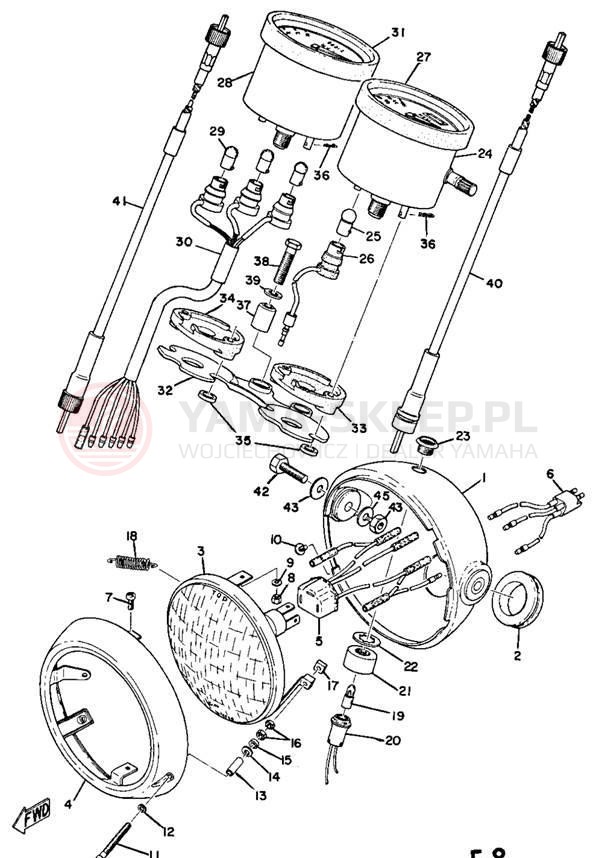 Schemat "Lampa przód i licznik" do Yamaha AT1C/CT1C/AT1MX