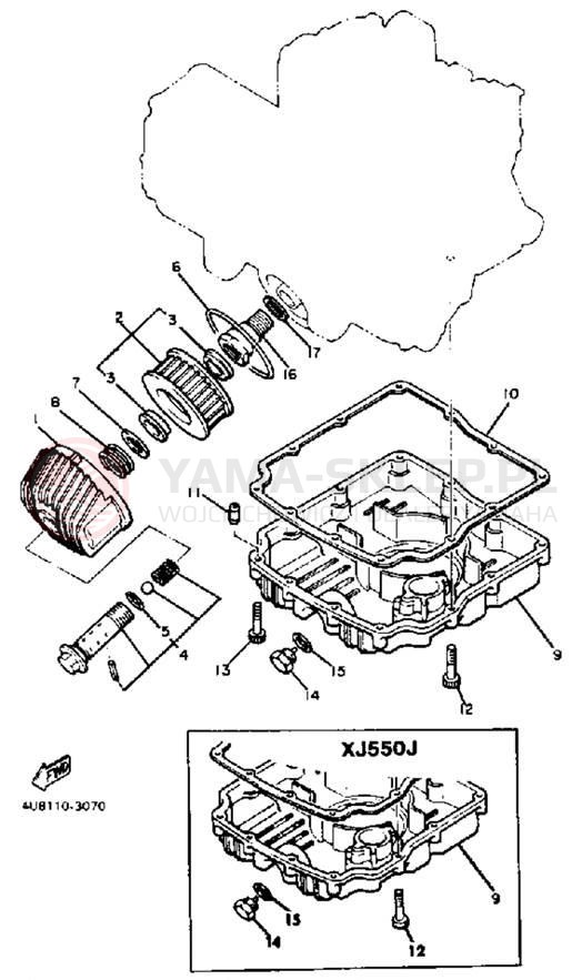 Schemat "Filtr oleju" do Yamaha XJ550K