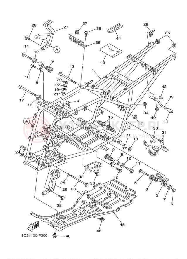 Schemat "rama" do Yamaha WOLVERINE 450 4WD YFM45FXYL