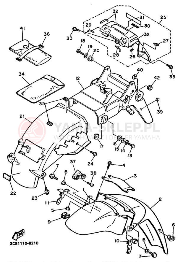 Schemat "błotnik" do Yamaha FZR750RU