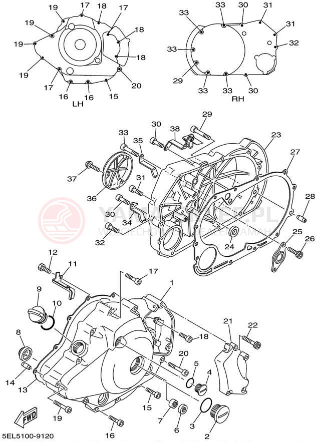 Schemat "Pokrywa silnika" do Yamaha V-STAR 1100 XVS1100L/XVS1100LC