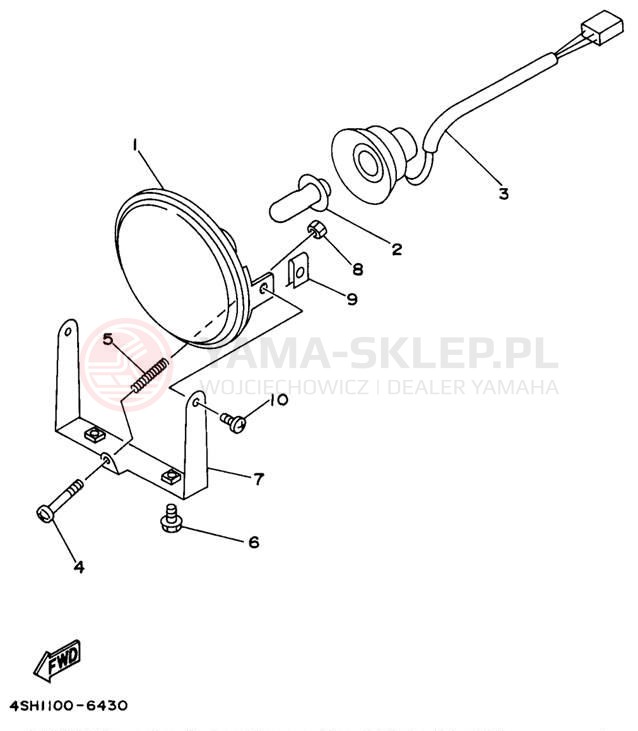 Schemat "Lampa przód" do Yamaha KODIAK 4WD YFM400FWH_