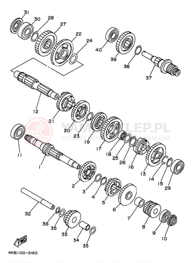 Schemat "Skrzynia biegów " do Yamaha BIG BEAR 4WD YFM350FWBJ
