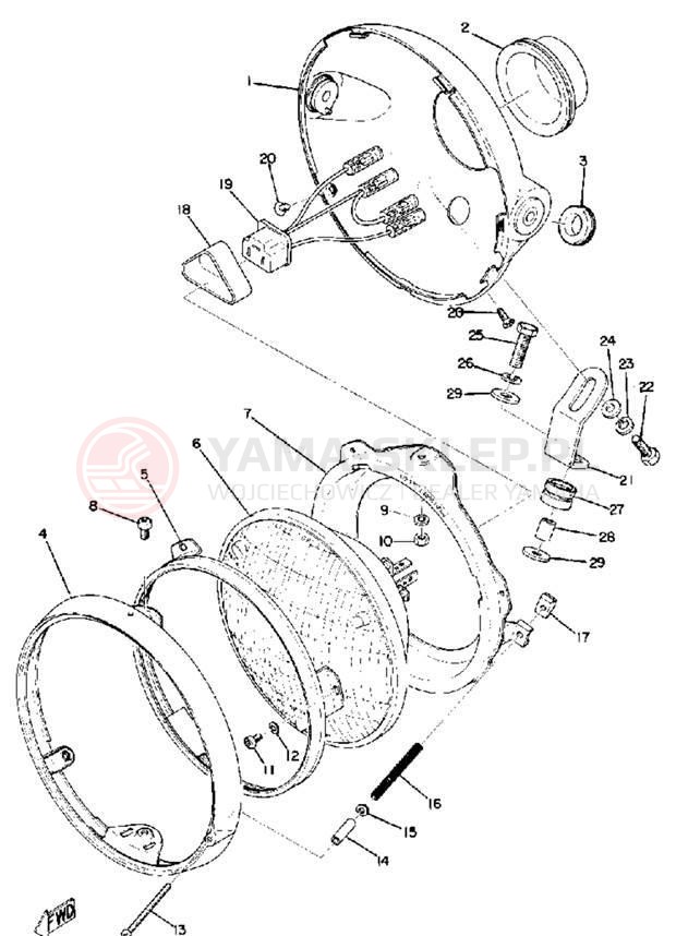 Schemat "Lampa przód" do Yamaha TX750