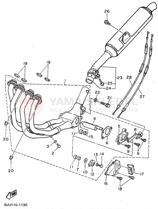 Schemat "Wydech końcowy" do Yamaha FZR600RG/FZR600RGC