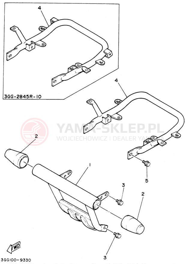 Schemat "osłona / stelaż" do Yamaha BANSHEE YFZ350F