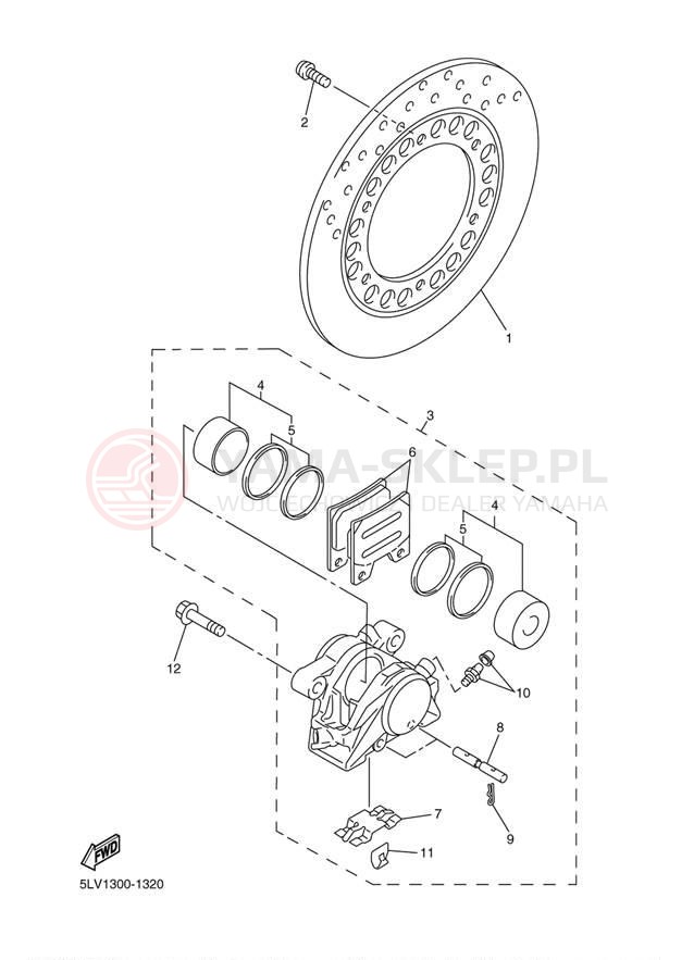 Schemat "Zacisk hamulcowy tylny" do Yamaha FZ-1 FZS1S/FZS1SC